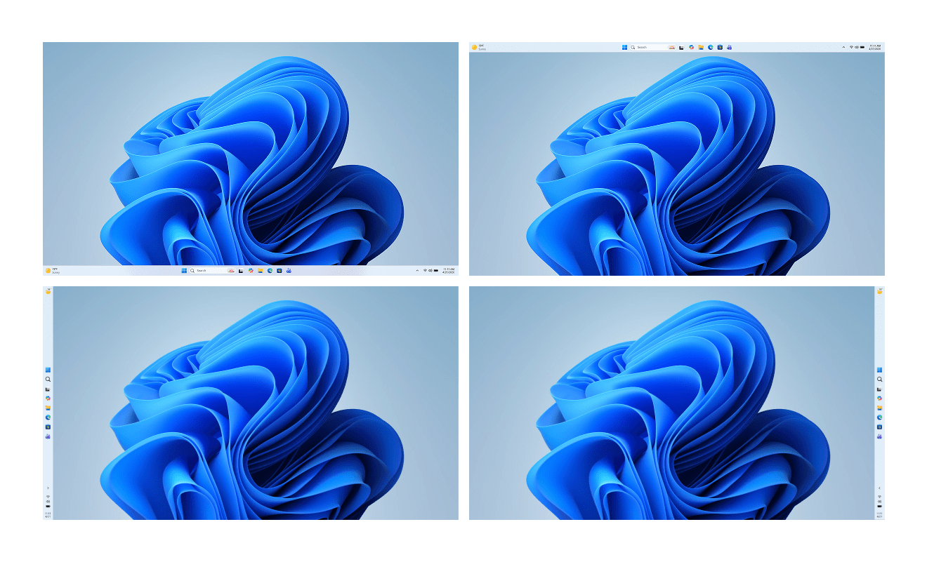All the different taskbar positions.
