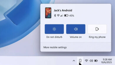 Windows 11 smartphone flyout mock up