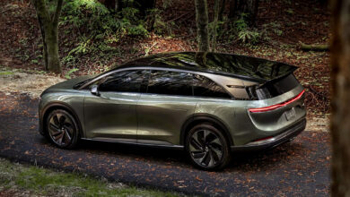Lucid Motors' Gravity SUV in a forest